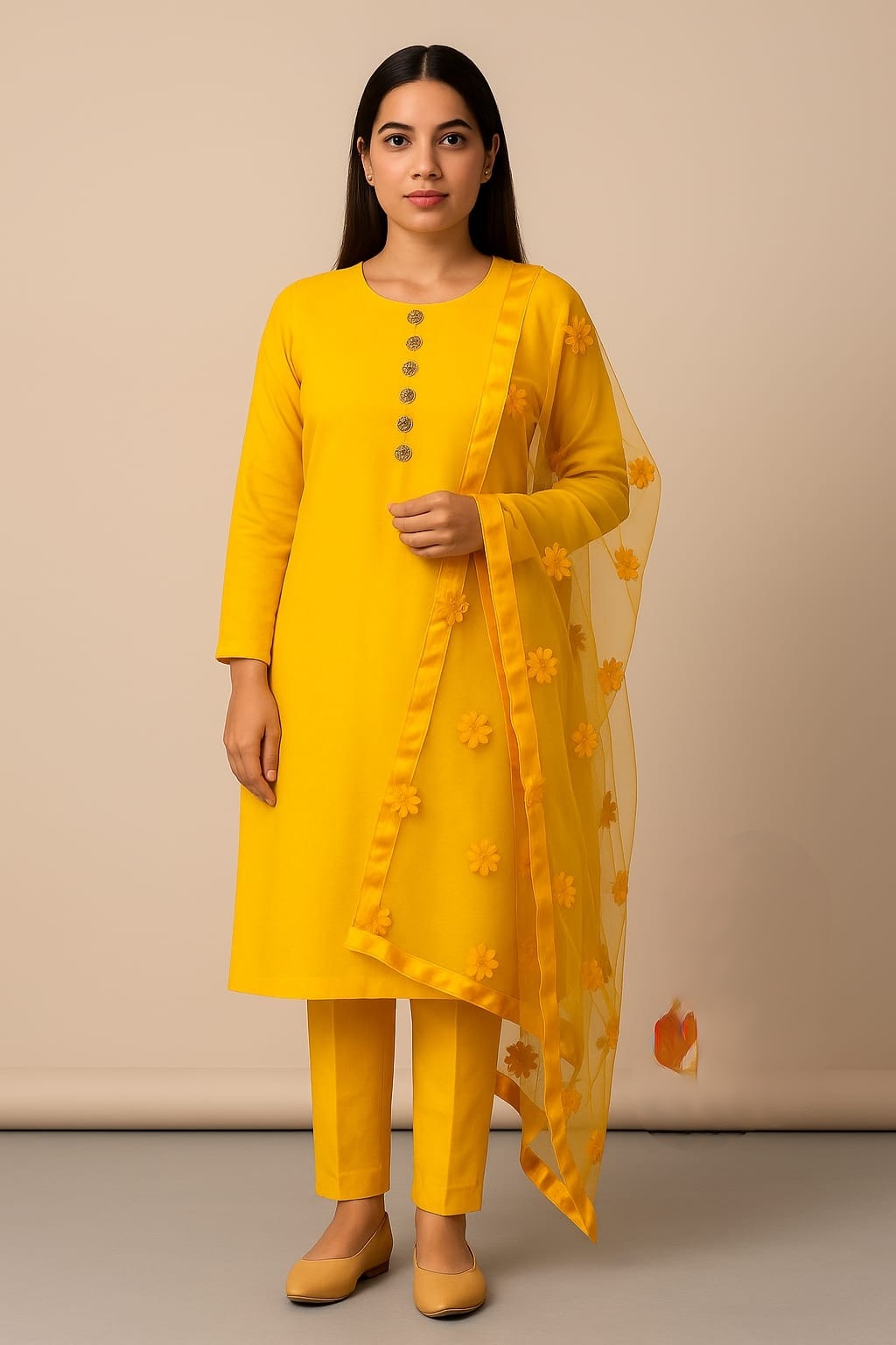 Premium Katan Silk Unstitched 3 Piece Suit With Net Dupatta For Women