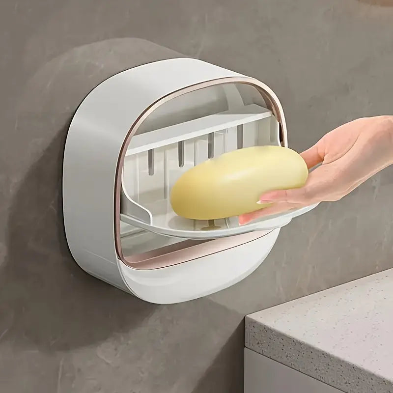 **Milky White Wall-Mounted Soap Holder**